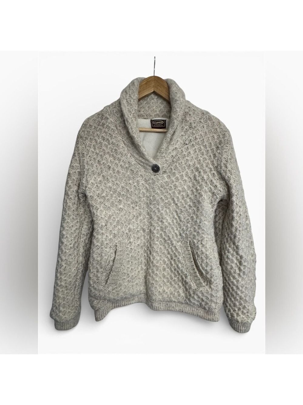 Cabin Core Wool Fleece-Lined Shawl Collar Sweater